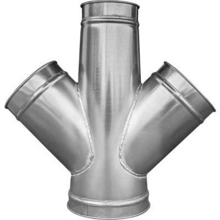US DUCT US Duct Clamp Together Double Branch, 45 Deg 14-14-14-14, 14" Diameter, Galvanized, 18 Gauge RBD14R14R14R14R45.G18